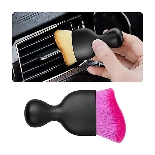 Blilo Car Interior Detailing Brush, Auto Soft Hair Cleaning Brushes, Scratch Free Curved Dirt Dust Collectors, Removal Tool for Vehicle Dashboard Air Conditioner Vents Leather (Deep Purple/1PCS) 