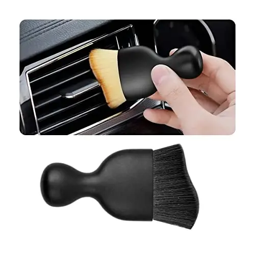 Blilo Car Interior Detailing Brush, Auto Soft Hair Cleaning Brushes, Curved Dirt Dust Collectors, Removal Tool for Dashboard Air Conditioner Vents Leather, Scratch Free (Black/1PCS) - 1