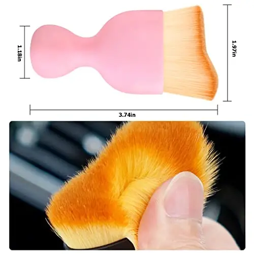 Blilo Car Interior Detailing Brush, Auto Soft Hair Cleaning Brushes, Curved Dirt Dust Collectors, Removal Tool for Dashboard Air Conditioner Vents Leather, Scratch Free (Pink/1PCS) - 2
