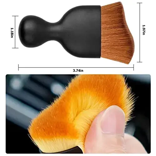 Blilo Car Interior Detailing Brush, Auto Soft Hair Cleaning Brushes, Curved Dirt Dust Collectors, Removal Tool for Dashboard Air Conditioner Vents Leather, Scratch Free (Dark Brown/1PCS) - 2