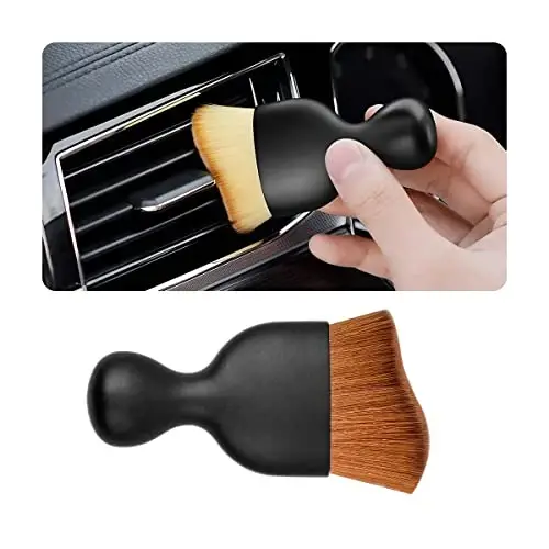 Blilo Car Interior Detailing Brush, Auto Soft Hair Cleaning Brushes, Curved Dirt Dust Collectors, Removal Tool for Dashboard Air Conditioner Vents Leather, Scratch Free (Dark Brown/1PCS) - BLILO
