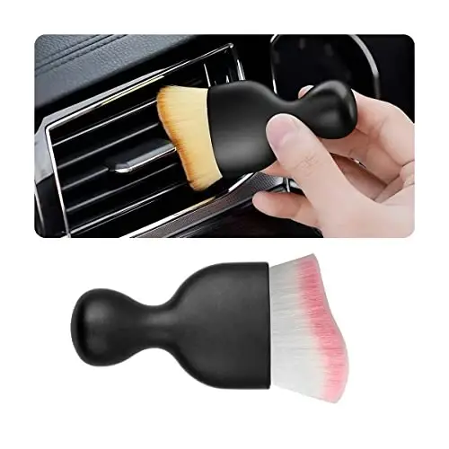 Blilo Car Interior Detailing Brush, Auto Soft Hair Cleaning Brushes, Curved Dirt Dust Collectors, Removal Tool for Dashboard Air Conditioner Vents Leather, Scratch Free (White/Pink/1PCS) - BLILO