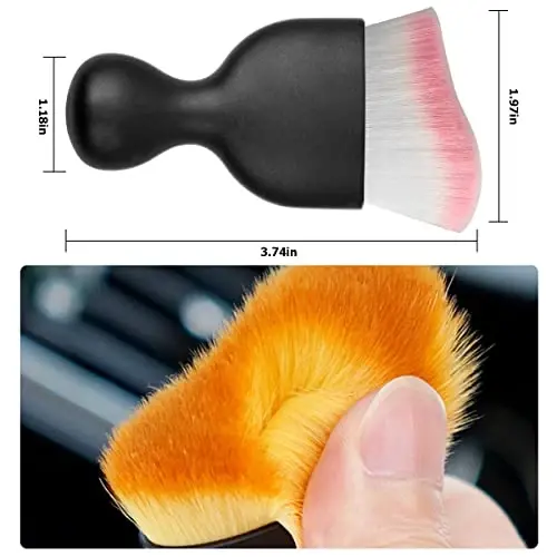 Blilo Car Interior Detailing Brush, Auto Soft Hair Cleaning Brushes, Curved Dirt Dust Collectors, Removal Tool for Dashboard Air Conditioner Vents Leather, Scratch Free (White/Pink/1PCS) - 2