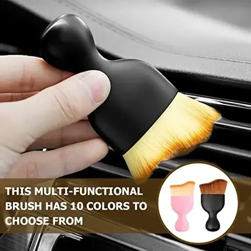 Blilo Car Interior Detailing Brush, Auto Soft Hair Cleaning Brushes, Curved Dirt Dust Collectors, Removal Tool for Dashboard Air Conditioner Vents Leather, Scratch Free (White/Red/1PCS) - 6