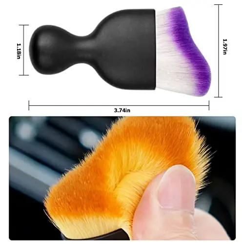 Blilo Car Interior Detailing Brush, Avto Yumshoq Soch Tozalash Cho'tkalari, Egri Kir Yig'uvchilar, Asboblar Paneli Konditsioner Teshiklari Teri uchun Tozalash Vositasi, Chizishsiz (Binafsha/1 dona) - BLILO (1)