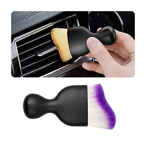 Blilo Car Interior Detailing Brush, Avto Yumshoq Soch Tozalash Cho'tkalari, Egri Kir Yig'uvchilar, Asboblar Paneli Konditsioner Teshiklari Teri uchun Tozalash Vositasi, Chizishsiz (Binafsha/1 dona) - BLILO