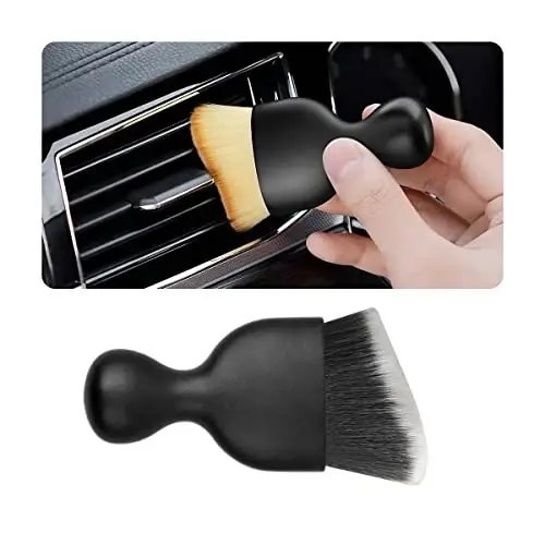 Blilo Car Interior Detailing Brush, Avto Yumshoq Soch Tozalash Cho'tkalari, Egri Kir Yig'uvchilar, Dashboard Konditsioner Panjaralari Teri uchun Olishtirish Asbobi, Tirnashsiz (Qora/Oq/1PCS) - BLILO