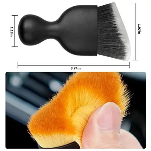 Blilo Car Interior Detailing Brush, Avto Yumshoq Soch Tozalash Cho'tkalari, Egri Kir Yig'uvchilar, Dashboard Konditsioner Panjaralari Teri uchun Olishtirish Asbobi, Tirnashsiz (Qora/Oq/1PCS) - BLILO (1)