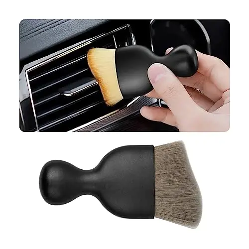 Blilo Car Interior Detailing Brush, Avto Yumshoq Tukli Tozalash Cho'tkalari, Chizilmaydigan Egri Kir Yig'uvchilar, Transport Vositalari Paneli Konditsioner Teshiklari Teri uchun Olip Tashlash Asbobi (Kulrang/1 dona) 