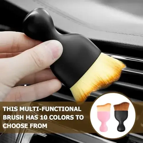 Blilo Car Interior Detailing Brush with Dust Cover, Auto Soft Hair Cleaning Brushes, Scratch Free Curved Dirt Collectors, for Vehicle Dashboard Air Conditioner Vents Leather(Red/Blue) - 5