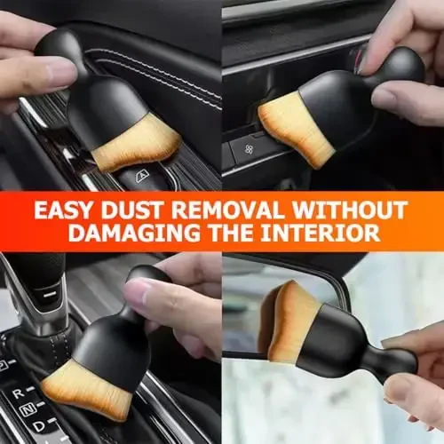 Blilo Car Interior Detailing Brush with Dust Cover, Auto Soft Hair Cleaning Brushes, Scratch Free Curved Dirt Collectors, for Vehicle Dashboard Air Conditioner Vents Leather(Red/Blue) - 6