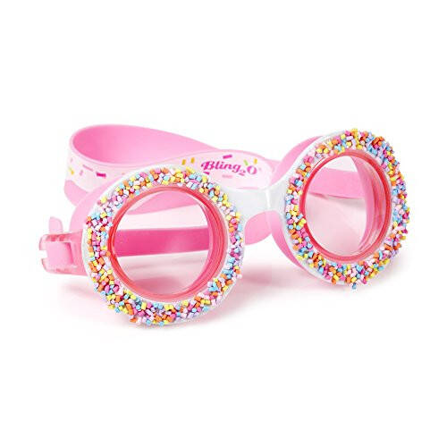 Bling 2O Girls' Pink Donut Swimming Goggles with UV Protection (Ages 3+ up) - Latex-Free, 100% Silicone Material - Includes Anti-Fog & UV Protection - Hard Protective Cover & Adjustable Nose Piece - 1