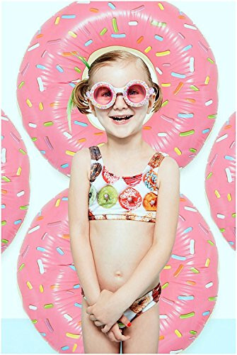 Bling 2O Girls' Pink Donut Swimming Goggles with UV Protection (Ages 3+ up) - Latex-Free, 100% Silicone Material - Includes Anti-Fog & UV Protection - Hard Protective Cover & Adjustable Nose Piece - 2