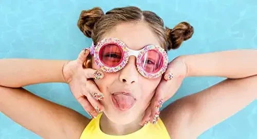 Bling 2O Girls' Swimming Goggles (Ages 3+ up) - UV Protection, Anti-Fog, 100% Silicone Material - Adjustable Nose Piece - MODAZONE (1)