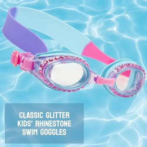 Bling 2O Girls' Swimming Goggles (Ages 3+ up) - UV Protection, Anti-Fog, 100% Silicone Material - Adjustable Nose Piece - BLING (1)