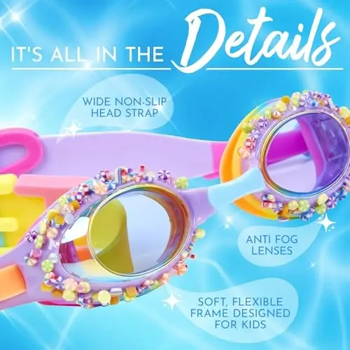 Bling 2o Girls' Swimming Goggles (Ages 3+) UV Protection Latex-Free 100% Silicone Material Anti-Fog Adjustable Nose Piece - 4