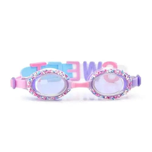 Bling 2O Girls' Purple Funfetti Kids Swimming Goggles (Ages 3+ up) - UV Protection, Latex-Free, 100% Silicone Material - Includes Anti-Fog & Adjustable Head Strap - 3