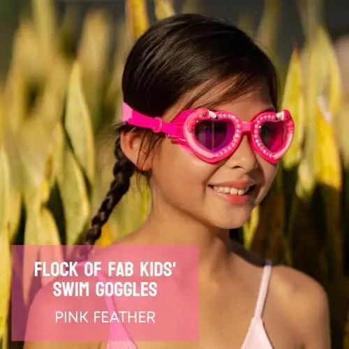 Bling2o Girl's Flock of Fab Swim Goggles (Little Kids/Big Kids) Pink Feather One Size - BLING2O (1)