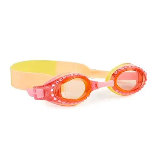Bling 2O Girls' Strawberry Lemonade Rhinestone Kids Swimming Goggles (Ages 3+ up) - UV Protection, Latex-Free, 100% Silicone Material - Includes Anti-Fog & Adjustable Head Strap 