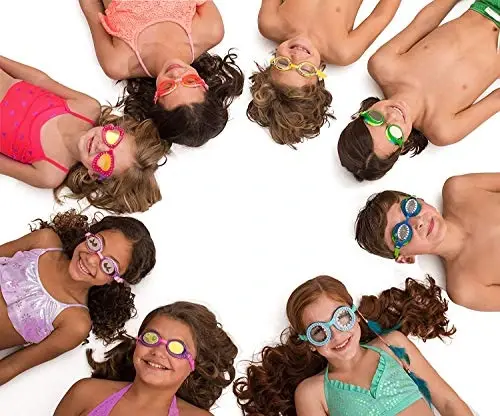 Bling 2o Girls' Swimming Goggles (Ages 3+) UV Protection Latex-Free 100% Silicone Material Anti-Fog Adjustable Nose Piece - 6