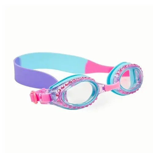 Bling 2O Girls Swim Goggles for Kids – Blue Rhinestone Design, Anti-Fog UV Protection Lenses, Adjustable Strap, Leakproof Comfortable Fit for Pool, Beach, Swim Lessons & Vacation, Ages 3+ 