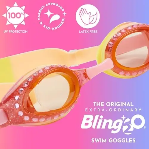 Bling 2o qizlar uchun suzish ko'zoynaklari (3+ yosh) UV himoyasi Lateks yo'q 100% silikon material Tumanlashga qarshi sozlanishi burun qismi - 3