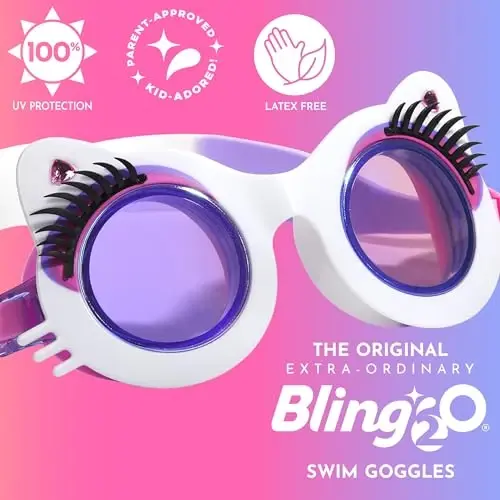 Bling 2o Qizlar uchun suzish ko'zoynaklari (3 yoshdan +) UV himoya latekssiz 100% silikon material tumanlashga qarshi sozlanishi burun qismi - 3