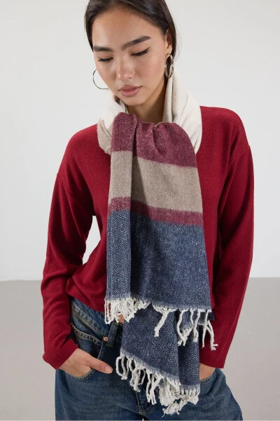 Block Colored Shawl Shawl2039-d2 - ADDAX