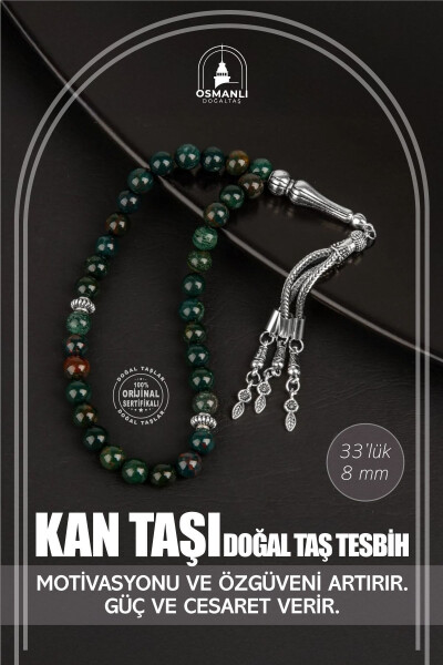 Bloodstone Natural Stone Prayer Beads (33 pcs, 8 mm) - OSMANLI DOĞAL TAŞ