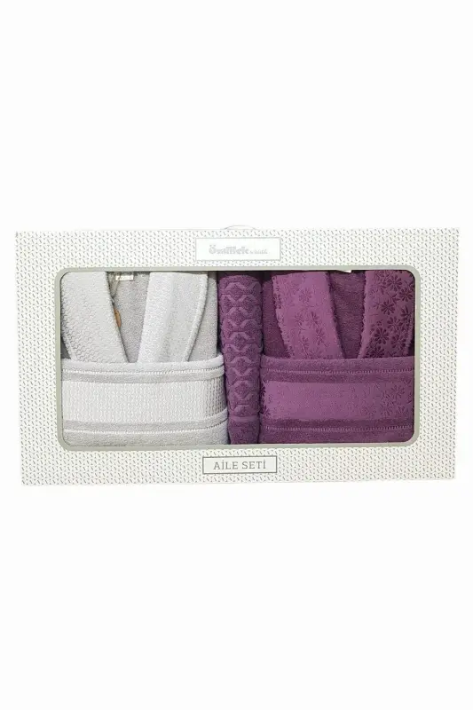Blossom Happy Aile Bornoz Seti- Gri Mürdüm - Gri-Mürdüm - ÖZDILEK