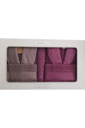Blossom Happy Family Bathrobe Set- Anthracite Plum-Anthracite 