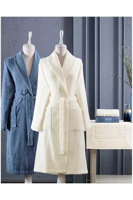 BLOSSOM HAPPY SET BORNOZ TAKIMI INDIGO KREM 5 PARÇA-KREM - ÖZDILEK