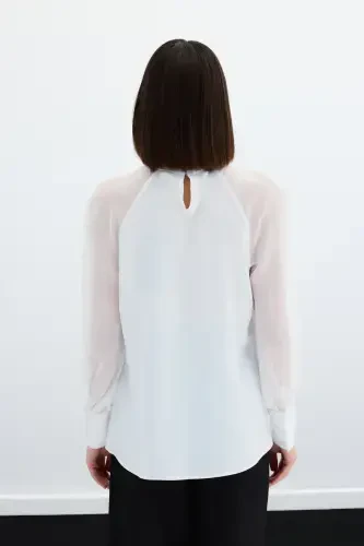 Blouse with Collar Accessory - ECRU - 8