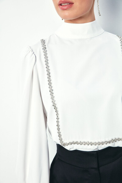 Blouse with Stone Details on the Front - ECRU - 21