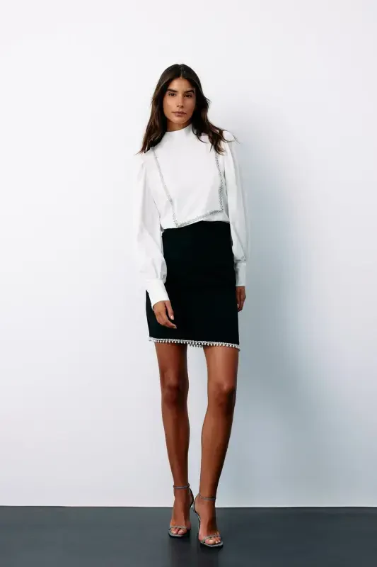 Blouse with Stone Details on the Front - ECRU - 6