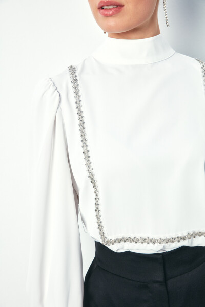 Blouse with Stone Details on the Front - ECRU - 27