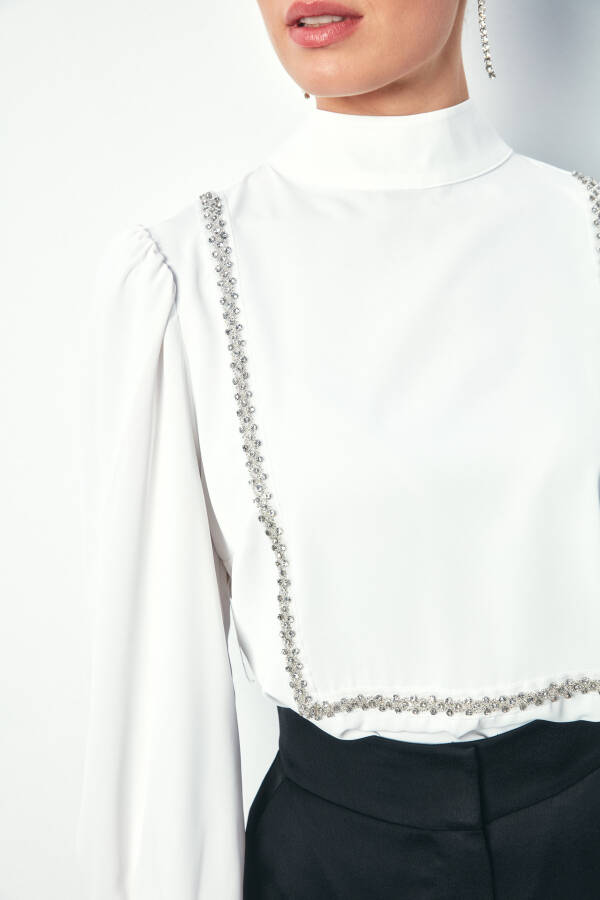 Blouse with Stone Details on the Front - ECRU - 27