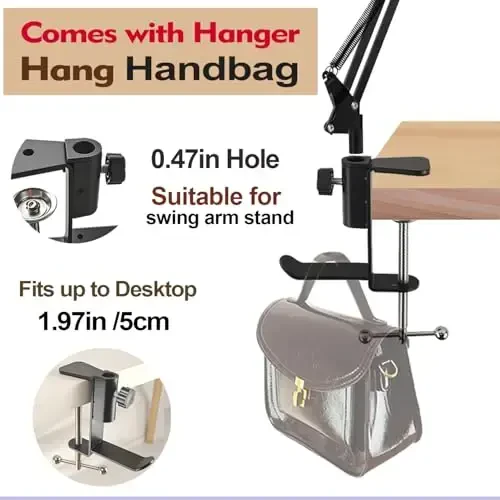 Blow Dryer Stand Hands Free 360 Rotate Hands Free Hair Dryer Holder, Sozlanadigan Soch Quritgich Stendi Qo'llarsiz, Qo'llarsiz Soch Quritgich Stendi 99% uchun mos Keladigan Bepul Klip - 2