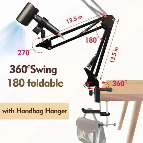 Blow Dryer Stand Hands Free 360 Rotate Hands Free Hair Dryer Holder, Sozlanadigan Soch Quritgich Stendi Qo'llarsiz, Qo'llarsiz Soch Quritgich Stendi 99% uchun mos Keladigan Bepul Klip - 3