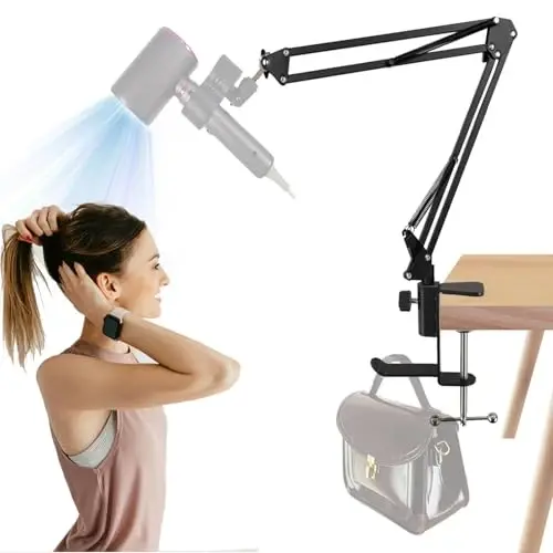 Blow Dryer Stand Hands Free 360 Rotate Hands Free Hair Dryer Holder, Sozlanadigan Soch Quritgich Stendi Qo'llarsiz, Qo'llarsiz Soch Quritgich Stendi 99% uchun mos Keladigan Bepul Klip 