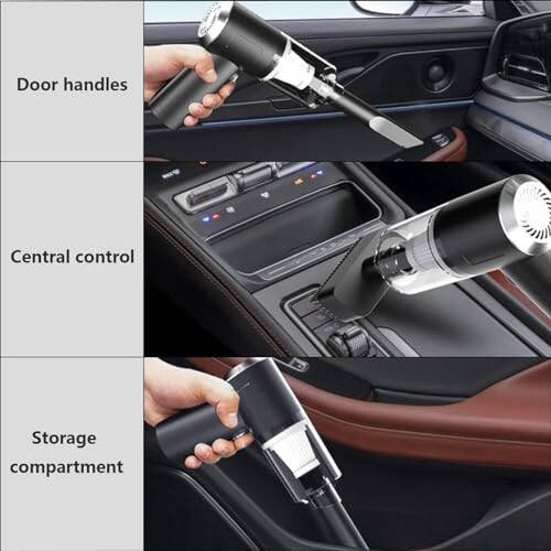 BLOWEST Handheld Car Vacuum Cleaner, 120W High Power Mini Handheld Vacuum, Rechargeable Portable Vacuum Cleaner with 2 in 1 Suction Nozzle for Home, Office and Car Cleaning (Black) - 6