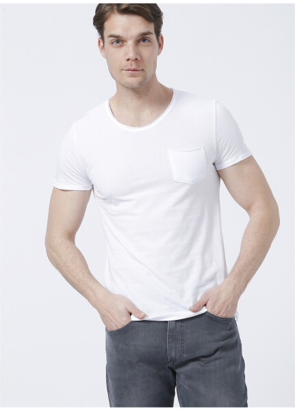 Blue 062772-20843 crew neck slim fit plain white men's t-shirt - 8