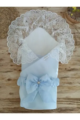 Blue Baby Boy Blanket 100% Cotton Natural Organic Sleep Swaddle Hospital Discharge Cover Seasonal - TOMUYCUK (1)