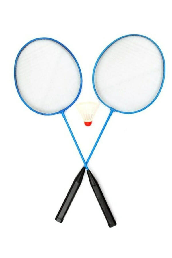 Blue Badminton Racket Set - 2 Rackets + 1 Shuttlecock - 1