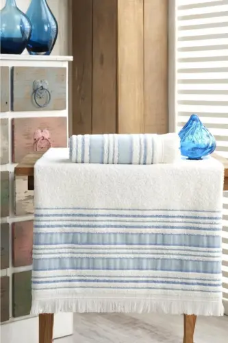 Blue Bath Towel Set 70x140 50x90 - LOUIS MARIE (1)