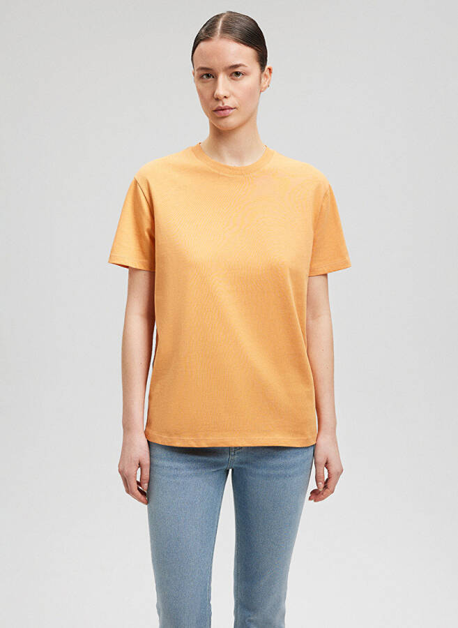 Blue Bicycle Collar Orange Women's T-Shirt M1600965-71405-BASIC SHORT SLEEVE T - 3