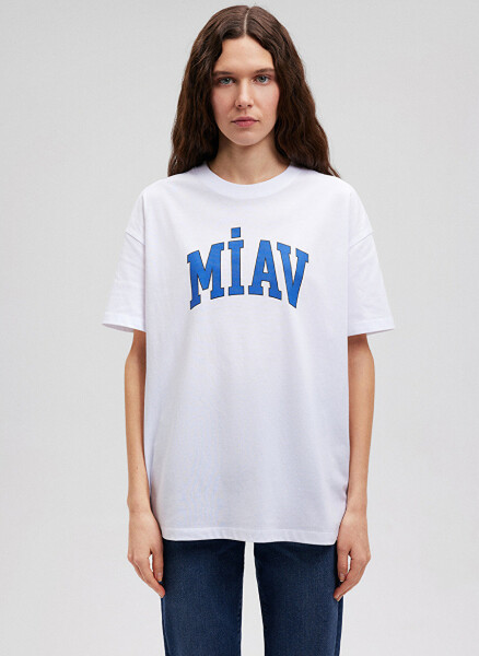 Blue Bicycle Collar White Women's T-Shirt M1612457-620-MIAV PRINTED T-SHIRT - 3