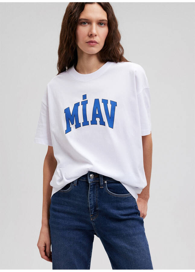 Blue Bicycle Collar White Women's T-Shirt M1612457-620-MIAV PRINTED T-SHIRT - 13