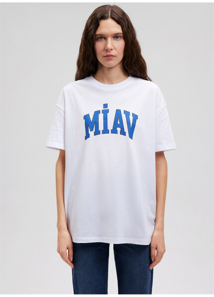 Blue Bicycle Collar White Women's T-Shirt M1612457-620-MIAV PRINTED T-SHIRT - 15