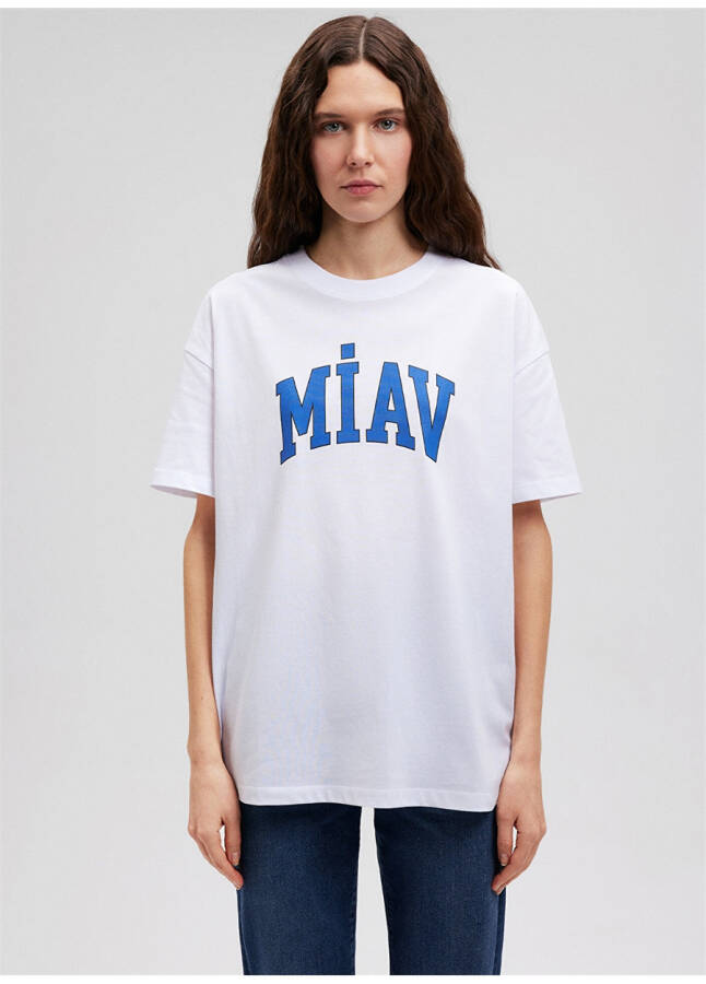 Blue Bicycle Collar White Women's T-Shirt M1612457-620-MIAV PRINTED T-SHIRT - 15